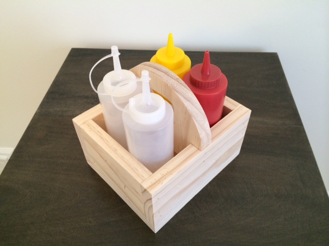 Wood Condiment Caddy Small Square-ish Shape